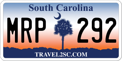 SC license plate MRP292