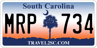 SC license plate MRP734