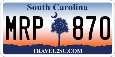 SC license plate MRP870
