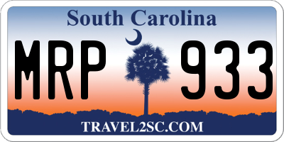 SC license plate MRP933
