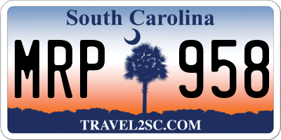 SC license plate MRP958