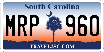 SC license plate MRP960
