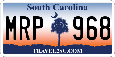 SC license plate MRP968