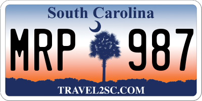 SC license plate MRP987