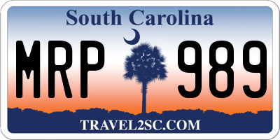 SC license plate MRP989