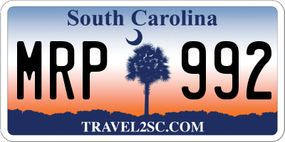 SC license plate MRP992