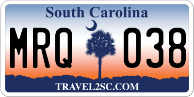 SC license plate MRQ038