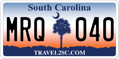 SC license plate MRQ040