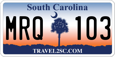 SC license plate MRQ103