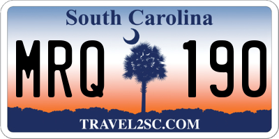SC license plate MRQ190