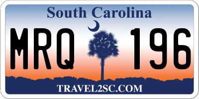 SC license plate MRQ196