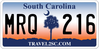 SC license plate MRQ216