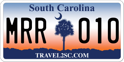 SC license plate MRR010