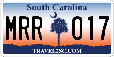 SC license plate MRR017