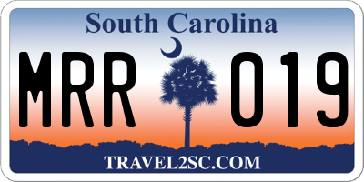 SC license plate MRR019