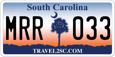 SC license plate MRR033