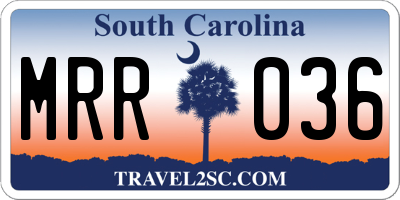 SC license plate MRR036