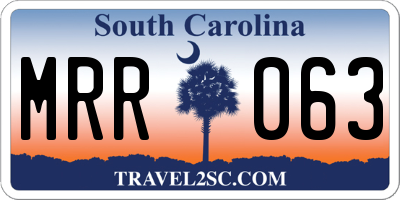 SC license plate MRR063