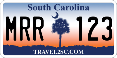 SC license plate MRR123