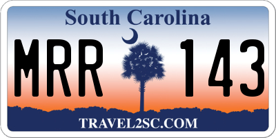 SC license plate MRR143