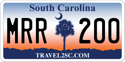 SC license plate MRR200