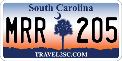 SC license plate MRR205