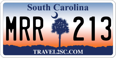 SC license plate MRR213