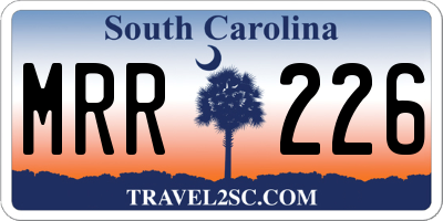 SC license plate MRR226