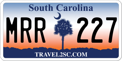 SC license plate MRR227