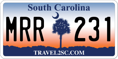 SC license plate MRR231