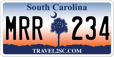 SC license plate MRR234