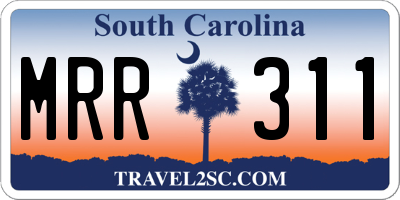 SC license plate MRR311