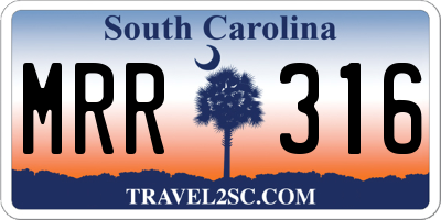 SC license plate MRR316