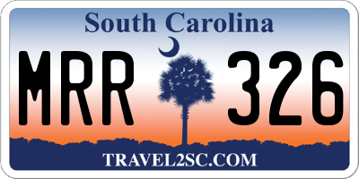 SC license plate MRR326