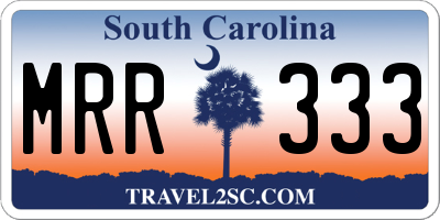 SC license plate MRR333