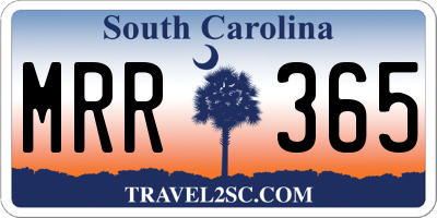 SC license plate MRR365