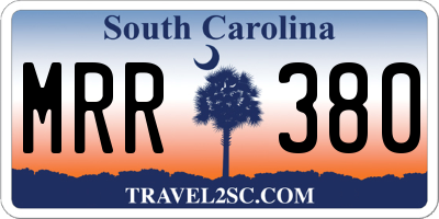 SC license plate MRR380