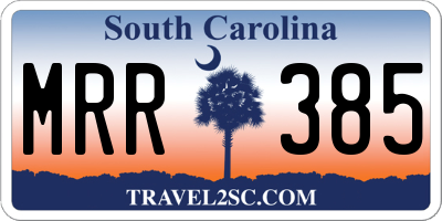 SC license plate MRR385
