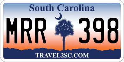 SC license plate MRR398
