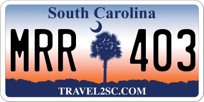 SC license plate MRR403