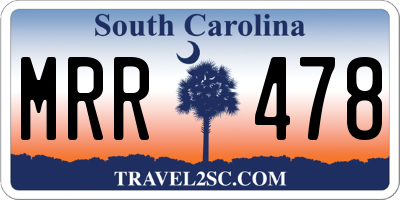 SC license plate MRR478