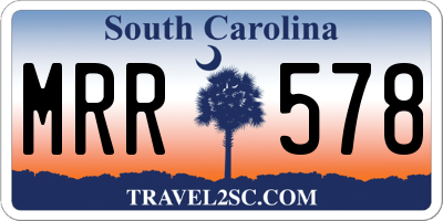 SC license plate MRR578