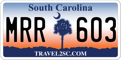 SC license plate MRR603