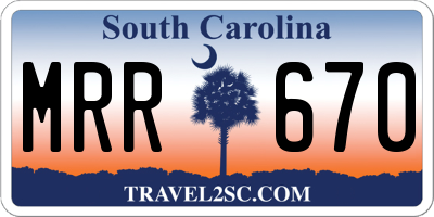 SC license plate MRR670