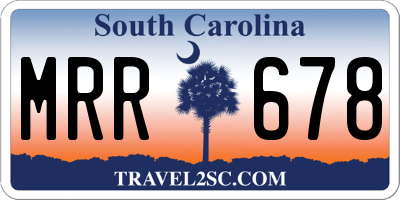 SC license plate MRR678