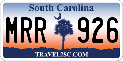 SC license plate MRR926