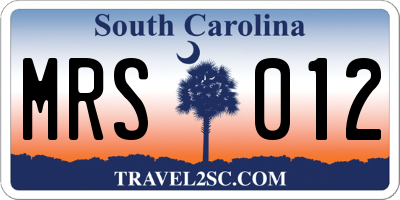 SC license plate MRS012