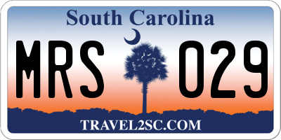 SC license plate MRS029