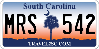 SC license plate MRS542