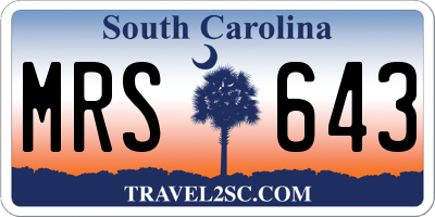 SC license plate MRS643